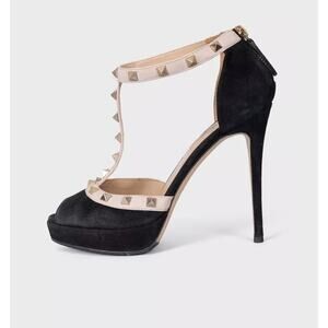 Valentino Black Suede Open Toe Pumps - Sz 37